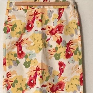 j crew floral pencil skirt yellow multi color Women’s size 4